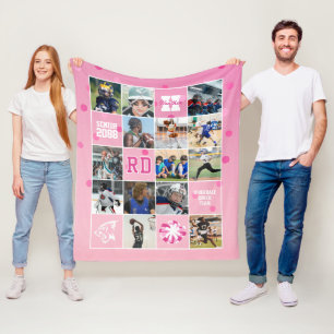 Senior Cheer Team Aangepaste Foto Roze Confetti Fleece Deken
