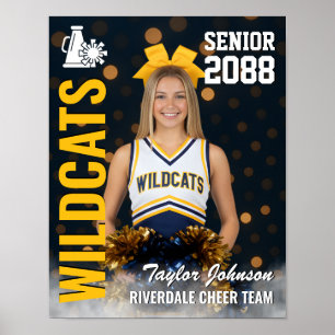 Senior Cheer Team Cheerleader Foto Goud Zwart Poster