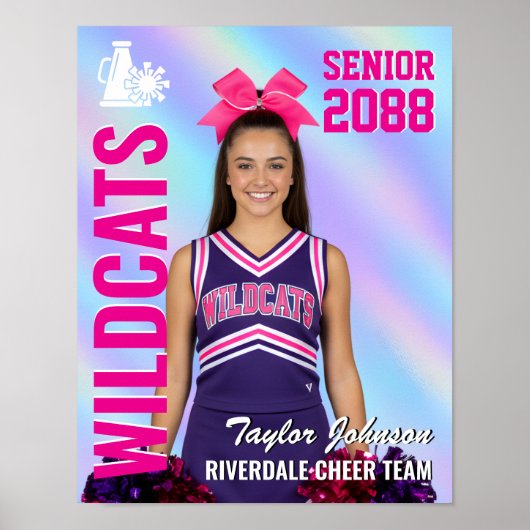 Senior Cheer Team Cheerleader Foto Iriserend Poster (Voorkant)