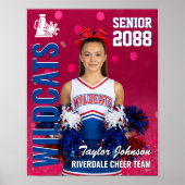 Senior Cheer Team Cheerleader Foto Roze Confetti Poster (Voorkant)