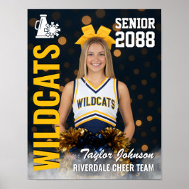 Senior Cheer Team Cheerleader Photo Gold Black Poster
