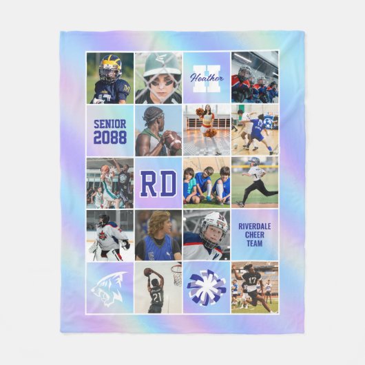 Senior Cheer Team Custom Photo Iridescent Fleece Deken (Voorkant)