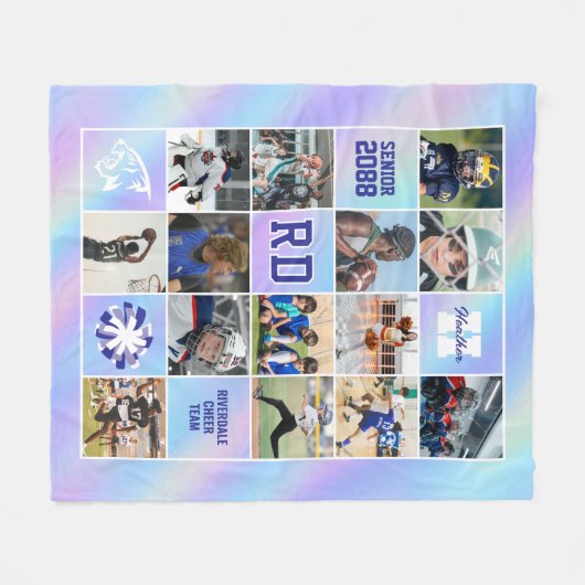 Senior Cheer Team Custom Photo Iridescent Fleece Deken (Voorkant (Horizontaal))