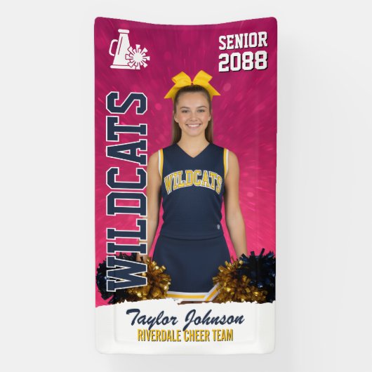 Senior Cheer Team Custom Sports Cheerleading Photo Spandoek (Verticaal)