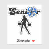 Senior Cheerleader Blauwe & Witte Pom Poms Sticker (Vel)