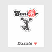 Senior Cheerleader Rode en Witte Pom Poms Sticker (Vel)