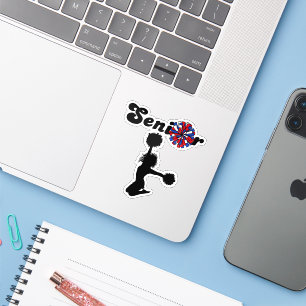 Senior Cheerleader Rood & Blauwe Pom Poms Sticker