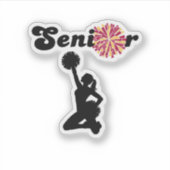 Senior Cheerleader Rood & Geel Pompoms Sticker (Voorkant)