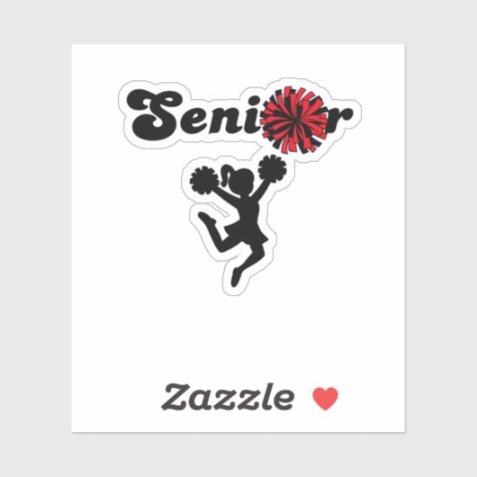 Senior Cheerleader Rood & Zwarte Pom Poms Sticker (Vel)