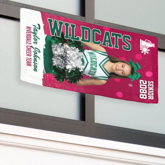 Senior Cheerleading Cheer Team Custom Sports Photo Spandoek (Buitenkant Gebouw)