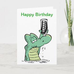 Senior Citizen Crocodile Verjaardag Cartoon Kaart