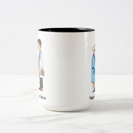 Senior Citizen Paying Off Medical Debt Tweekleurige Koffiemok (Center)