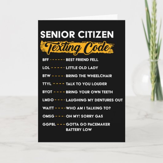 Senior Citizen&#; s Sms-Code Grappige Oude Mensen Kaart (Voorkant)