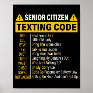 Senior Citizen Sms Code Cool Grappig Oude Mensen Poster