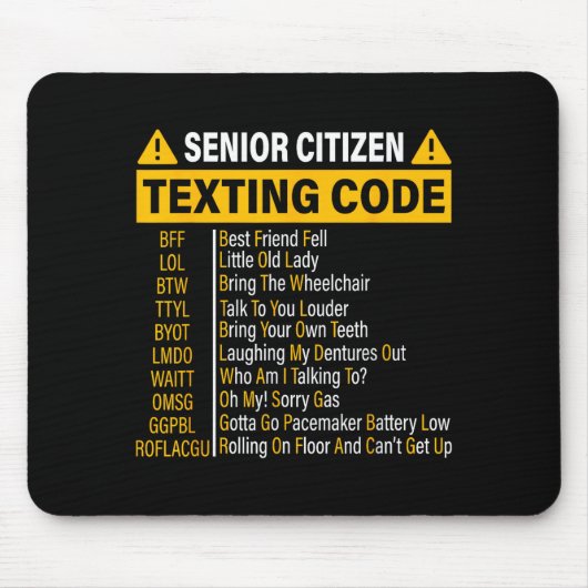 Senior Citizen Sms Code Cool Grappige Oude Mensen Muismat (Voorkant)