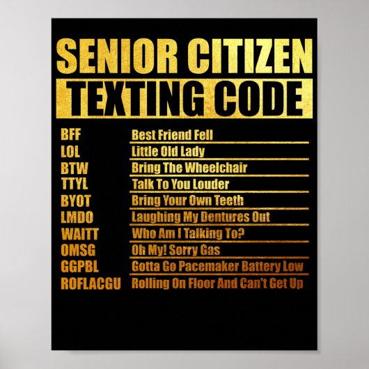 Senior Citizen's Texting Code Grandpa Poster (Voorkant)