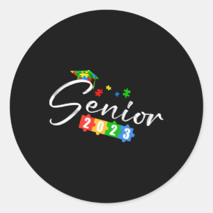 Senior CL van 2023 Autism Awareness School Graduat Ronde Sticker
