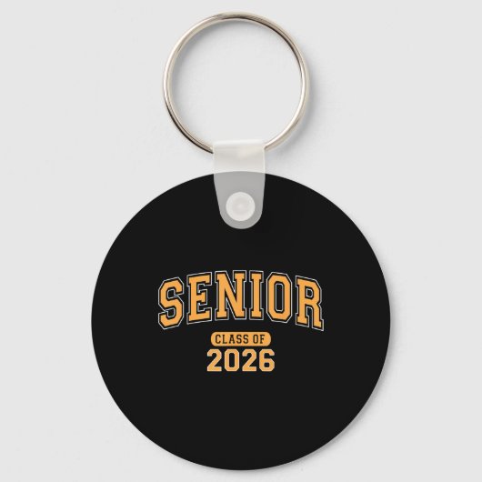 Senior CL van 2026 Afstuderen gebogen Oranje lette Sleutelhanger (Voorkant)