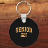 Senior CL van 2026 Afstuderen gebogen Oranje lette Sleutelhanger (Voorkant)