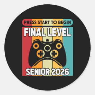 Senior Cl van 2026 Terug naar School Gamer Senior  Ronde Sticker