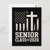 Senior Class 2026 Cross Flag USA Briefkaart (Voorkant / Achterkant)