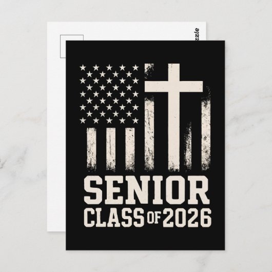 Senior Class 2026 Cross Flag USA Briefkaart (Voorkant / Achterkant)