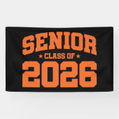 Senior Class of 2026 Black Orange Graduation Bold Spandoek (Horizontaal)