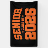 Senior Class of 2026 Black Orange Graduation Bold Spandoek (Verticaal)