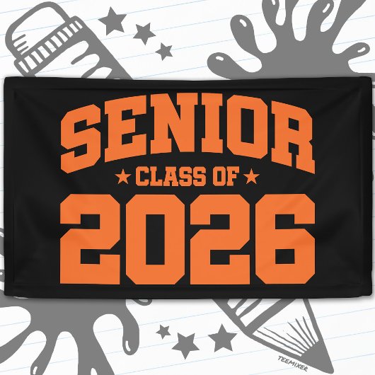 Senior Class of 2026 Black Orange Graduation Bold Spandoek