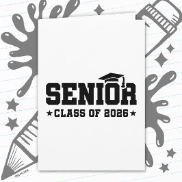 Senior Class of 2026 Bold Graduation Typography Kaart