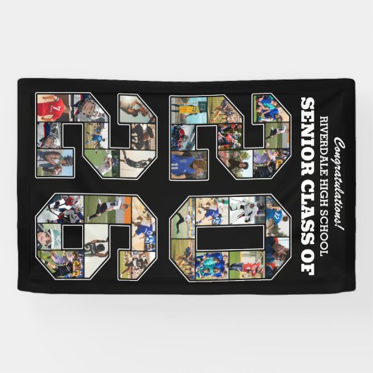 Senior Class of 2026 Congratulations Photo Collage Spandoek (Horizontaal)