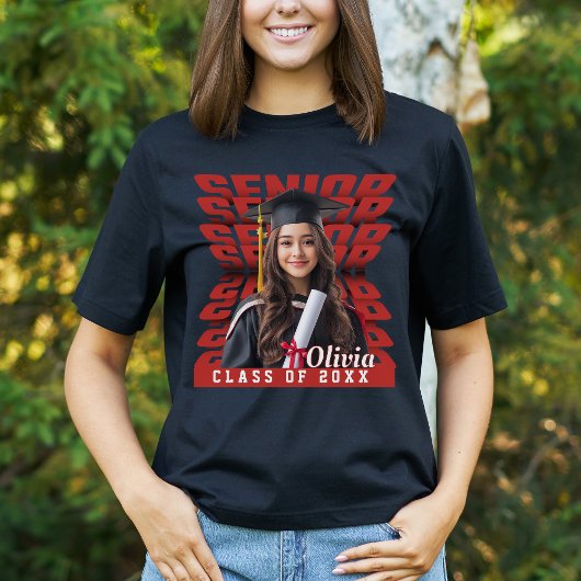 Senior Class of 2026 Gepersonaliseerde foto en naa T-shirt