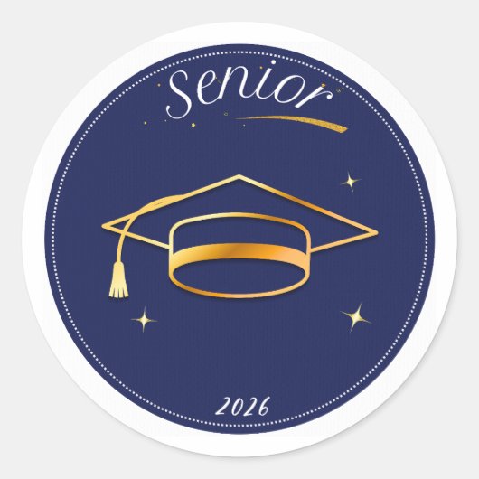 Senior Class of 2026 Graduation Cap Round Sticker (Voorkant)