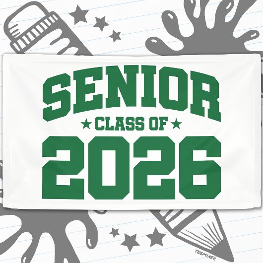 Senior Class of 2026 Green Graduation Bold Minimal Spandoek
