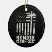 Senior Class Of 2027 USA Flag Cross Christian Grad Keramisch Ornament (Links)