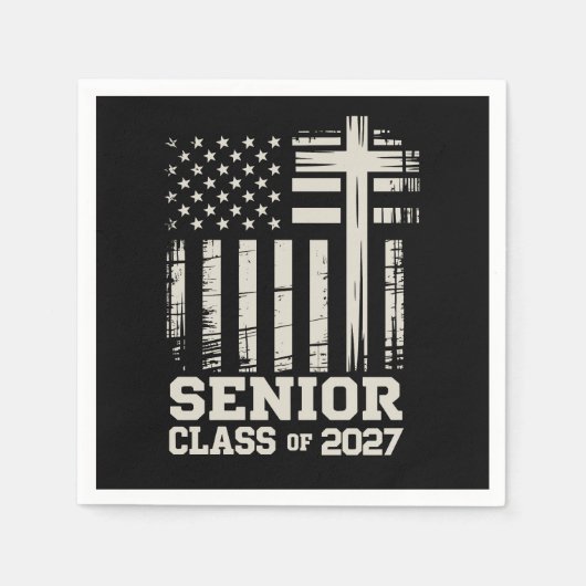 Senior Class Of 2027 USA Flag Cross Christian Grad Servet (Voorkant)