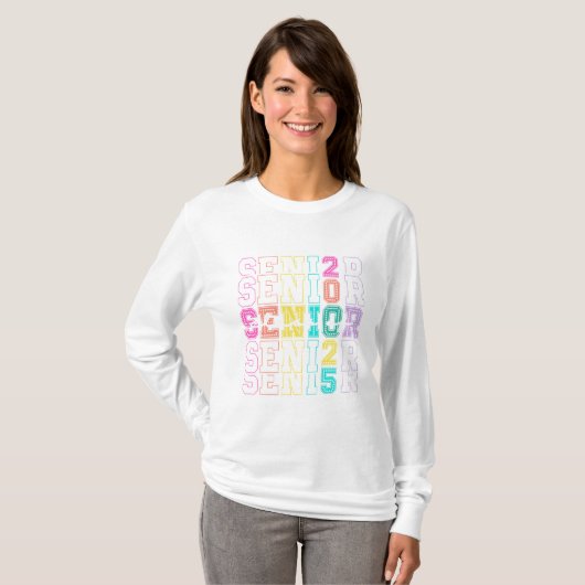 Senior Class van 2025 Pastel Shirt met lange mouwe (Voorkant volledig)
