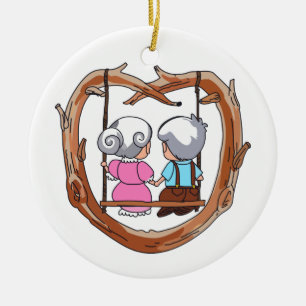 Senior Couple over Swing Keramisch Ornament