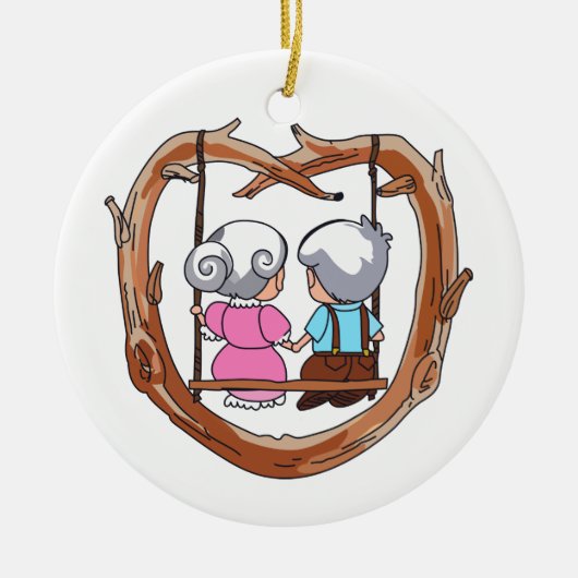 Senior Couple over Swing Keramisch Ornament (Voorkant)