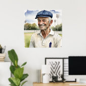 Senior Cricketer - Archief Cricket Print (Thuiskantoor)