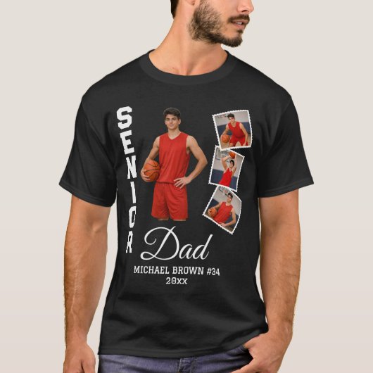 Senior Dad Custom Photo Collage Name Number Year T-shirt (Voorkant)