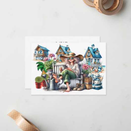 senior dame - Zie terug! Notitiekaartje (Voorkant / Achterkant in situ)