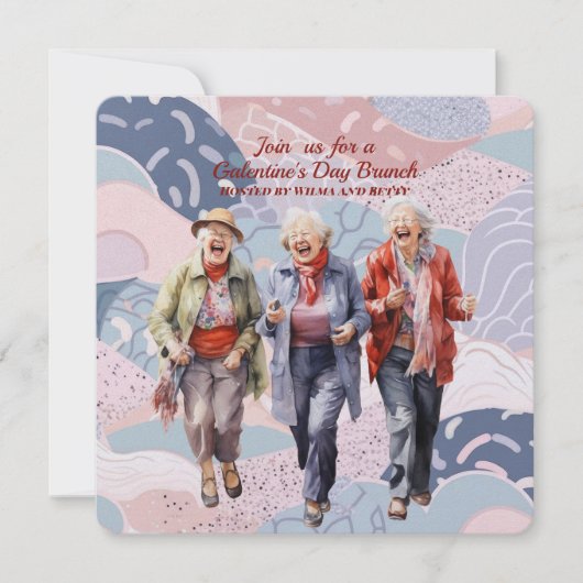 Senior Dames Galentine's Day Brunch Feestdagenkaart (Voorkant)