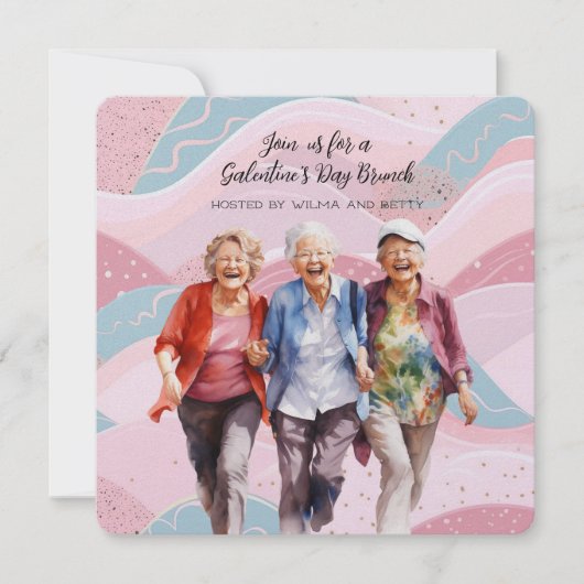 Senior Dames Galentine's Day Brunch Feestdagenkaart (Voorkant)