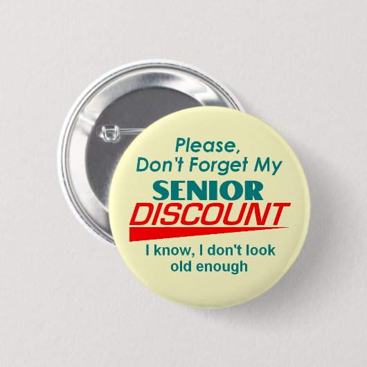 SENIOR DISCOUNT Button (Voorkant /achterkant)