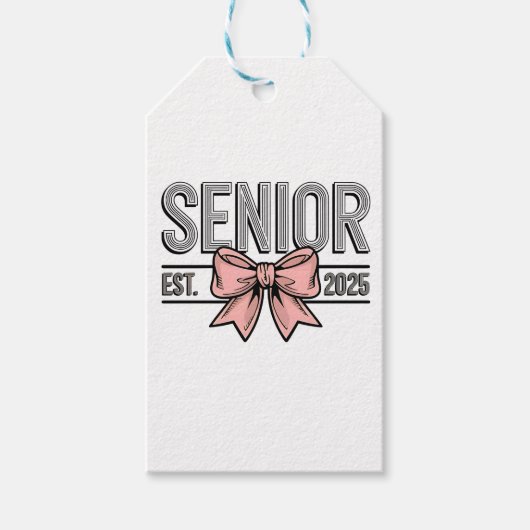 Senior Est 2025 Boog Coquette Afstuderen Cadeaulabel (Voorkant)