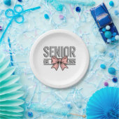 Senior Est 2025 Bow Coquette Afstuderen Papieren Bordje (Feest)