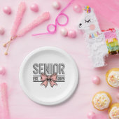 Senior Est 2025 Bow Coquette Afstuderen Papieren Bordje (Feest)