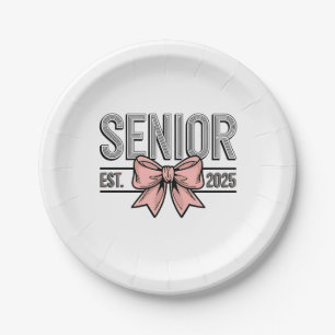 Senior Est 2025 Bow Coquette Afstuderen Papieren Bordje
