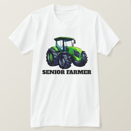 "Senior Farmer" en Green Tractor T-Shirt (Design voorkant)